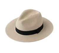 ZOOWMRALK Chapeau de Soleil, Chapeau Paille, Plage, nœud Papillon, Bord Rugueux, Dessus Plat for Femmes, Vacances d'été, Style Japonais hawaïen(Beige)