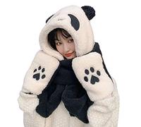 ZOOWMRALK Knitted hat scarf,Hat, Hooded Scarf Glove Set, Winter