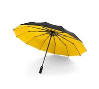 ZOOWMRALK Parapluies automatiques, parapluie coupe-vent double couche bande pluie résistant au vent voyage soleil inverse 12 baleines pliant UV luxe parasol(Yellow)