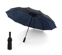 ZOOWMRALK Parapluies automatiques, parapluie coupe-vent double couche bande pluie résistant au vent voyage soleil inverse 12 baleines pliant UV luxe parasol(Blue)