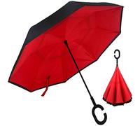 ZOOWMRALK Parapluies automatiques, parapluie inversé résistant aux tempêtes/parapluie coupe-vent long réversible double couche à l'envers autoportant avec