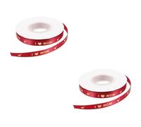 ZOOWMRALK Ruban, 1 cm en Satin Rouge vin avec imprimé cœur doré Polyester for Emballage de fête des mères, décoration gâteau et Bouquets Floraux for Loisirs créatifs