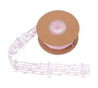 ZOOWMRALK Ruban, Garniture de Note Musique Creuse en Polyester 3 cm x 10 mètres Rose for emballer des Cadeaux, Scrapbooking, décoration d'emballage Artisanal