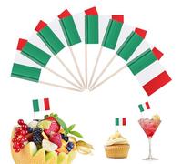 Zopeal 100 Pièces Pics à Fruits de Drapeau Bâtonnets de Drapeau Italien en Papier Drapeaux Alimentaires Assortis Imprimés Double Face Bâtons Cure-Dents de Drapeau pour Décoration Gâteau Cupcake Fête
