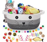 Zopeal Lot de 58 jouets de rangement pour chat, boules clignotantes colorées, boules froissées, jouets à ressort pour attirer le chat à taper, mordre, chasser - Jouets interactifs pour animal de