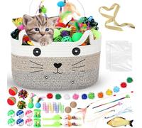 Zopeal Lot de 76 jouets interactifs pour chat, baguette pour chaton, balles clignotantes colorées, clochettes pour animaux domestiques, balles froissées pour attirer le chaton à taper, mordre, chasser