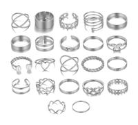 ZOPJUMA 22 Pièces Bague Femme Acier Inoxydable Bague Rétro Vintage Réglable Bague Empilable Ensemble ouvert Or Bague pour Fille