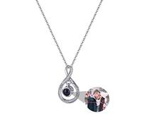 Zopmopae Collier photo personnalisé avec image à l'intérieur Collier photo infini pour femme Collier de projection photo cercle Cadeaux photo personnalisés pour maman copines épouse filles