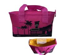 Zopoee Sacs de courses réutilisables | Sac de transport pliable polyvalent, Sac isotherme pour aliments - Pour bière, boissons, salade, pique-nique, déplacement, école, excursions, Rose, voir