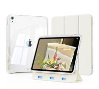 ZOPSGYU Étui amovible pour iPad Air 11" M4/M3/M2 (2026/2025/2024), iPad Air 5e/4e génération (2022/2020) avec porte-crayon, coque coulissante amovible, support portrait, dos transparent, blanc crème