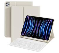 ZOPSGYU Étui avec clavier en TPU pour iPad Pro 11" 4e/3e/2ème génération (2022, 2021, 2020) avec porte-crayon, clavier Bluetooth amovible blanc, léger et portable, coque en TPU pour iPad Pro 11