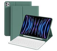 ZOPSGYU Étui avec clavier pour iPad Pro 11 Zoll 4e/3e/2ème génération (2022, 2021, 2020) avec porte-crayon, clavier Bluetooth blanc amovible, portable, coque en TPU pour iPad Pro 11", vert foncé