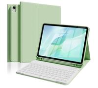 ZOPSGYU Étui de clavier pour iPad Air 11 (M3 2025/M2 2024), iPad Air 5 4 (2022/2020) 10,9", avec porte-stylo, clavier Bluetooth magnétique, disposition QWERTZ, mise en veille/réveil automatique, vert