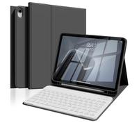 ZOPSGYU Étui de clavier pour iPad Air 11 (M3 2025/M2 2024), iPad Air 5 4 (2022/2020) 10,9", avec porte-stylo, clavier Bluetooth magnétique, disposition QWERTZ, mise en veille/réveil automatique, noir