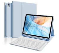 ZOPSGYU Étui de clavier pour iPad Air 11 (M3 2025/M2 2024), iPad Air 5 4 (2022/2020) 10,9", avec porte-stylo, clavier Bluetooth magnétique, disposition QWERTZ, mise en veille/réveil automatique, bleu