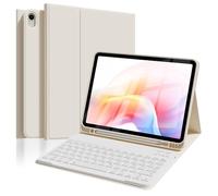 ZOPSGYU Étui de clavier pour iPad Air 11 (M3 2025/M2 2024), iPad Air 5 4 (2022/2020) 10,9", avec porte-stylo, clavier Bluetooth magnétique, disposition QWERTZ, mise en veille/réveil automatique, blanc