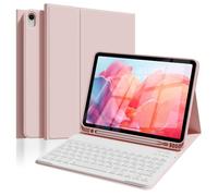 ZOPSGYU Étui de clavier pour iPad Air 11 (M3 2025/M2 2024), iPad Air 5 4 (2022/2020) 10,9", avec porte-stylo, clavier Bluetooth magnétique, disposition QWERTZ, mise en veille/réveil automatique, rose