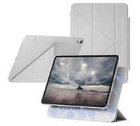 ZOPSGYU Étui pour iPad Air 11" M3 (2025)/M2 (2024) 7e/6e génération, coque avec support pour iPad Air 5e/4e génération 2022/2020 11", fonction veille/réveil automatique, gris
