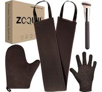 ZOQINI Kit de gant autobronzant, gant de bronzage doux et velouté et applicateur de bronzage du dos, gant exfoliant, brosse bronzante inclinée pour le bronzage sans soleil, lotion et gel mousse