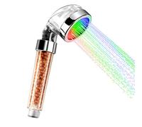 Zorara Pomme de Douche, Douche à Main Pommeau de Douche anti calcaire eco Spa Pommeaux de Douchette LED 3 Couleurs Contrôle de Température Lonique