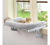 Zoratoo Perchoir de fenêtre pour chat avec grand traversin, facile à régler et à assembler, pour rebord de fenêtre et table de chevet, hamac pour chats de grande taille et chatons (gris, L)