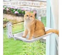 Zoratoo Perchoir de fenêtre pour chat sans fil et pliable avec cadre en métal et housse réversible lavable, 4 grandes ventouses pour intérieur (lit pour chat, gris)