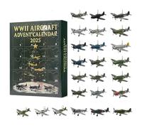 ZoraYorce Calendrier de l'Avent 2025 pour avions de la Seconde Guerre mondiale avec 24 mini warbirds uniques, cadeaux de compte à rebours pour les amateurs d'aviation