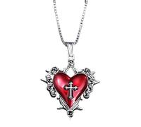 ZoraYorce Collier gothique en forme de cœur en forme de croix punk collier pendentif Halloween épines collier bijoux cadeaux pour femmes, 15.75x1.97x0.39Zoll, Métal, Pas de pierre précieuse