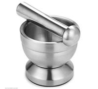ZoraYorce Ensemble mortier et pilon en acier inoxydable - Moulin à épices robuste - Moulin à pilules antidérapant - Bol ergonomique - Ustensile de cuisine