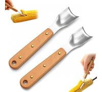 ZoraYorce Éplucheur d’épis de maïs inox, manche bois, 2 pièces
