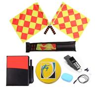 ZoraYorce Kit d'arbitre de football avec drapeau, cartes rouges et jaunes, sifflet, carnet et crayon - Outil d'arbitre de sport utile