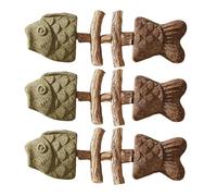 ZoraYorce Lot de 3 jouets créatifs en bois à chevrons pour chat - Bâton de nettoyage des dents - Jouet à mâcher pour chat