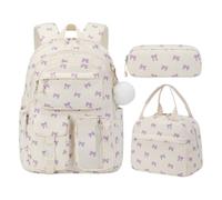 ZoraYorce Lot de 3 sacs à dos d'école universitaire avec boîte à déjeuner et trousse à crayons Kawaii, pour adolescents, élèves, Style 4., 17.32x12.2x7.09inch, décontracté