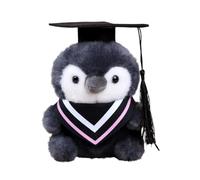 ZoraYorce Pinguin Diplôme Peluche avec Bonnet et Robe (Rose) | Peluche porte-clés pingouin diplôme, cadeau mignon pour la maternelle et l'université, thème remise de diplômes, bonnet et