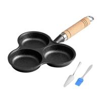 ZoraYorce Poêle à œufs 3 tasses en fonte, poêle à crêpes antiadhésive avec poignée, poêle à omelette pour le petit déjeuner, œufs au plat, crêpes, steaks
