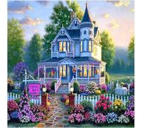 ZoraYorce Villa de fleurs à faire soi-même, perceuse complète, diamant rond, point de croix, artisanat