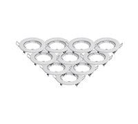 ZOREI Lot de 10 porte-spots GU10, porte-projecteurs encastrés, modèle fixe avec ressort, trou 65 mm, rond et carré, porte-lampe exclu (rond D81 x H40 mm, blanc)