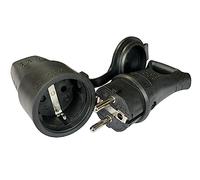 ZOREI Lot de 2 Fiches Electriques Prises Schuko Volant en Caoutchouc, Prise Schuko Volant en Caoutchouc, Etanche IP44, 16 A 250 V Max 3500 W (1 Prise + 1 Prise), Noir