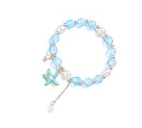 ZORESCOLEO Bracelet élégant avec pendentif en forme d'étoile de mer et coquillage - Bijou minimaliste et confortable - Pour femme, as the pic show, Alliage, perle d'imitation, fleur éclatée