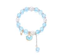 ZORESCOLEO Bracelet élégant avec pendentif en forme d'étoile de mer et coquillage - Bijou minimaliste et confortable - Pour femme, as the pic show, Alliage, perle d'imitation, fleur éclatée