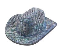 ZORESCOLEO Chapeau Fedoras étincelant orné de cristaux lourds pour enterrement de vie de jeune fille Fedoras Mariée pour acteur Actrice Tendance Noir