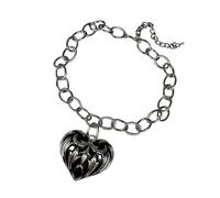 ZORESCOLEO Collier à maillons cubains pour femme avec pendentif en forme de cœur, longueur réglable, bijou fait à la main pour femme, as the pic show, Métal
