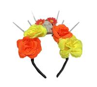 ZORESCOLEO Couronne de fleurs mexicaines pour Mardi Gras - Coiffe de cosplay - Jour des morts - Pour fête d'Halloween - Fête des morts - Couronne de fleurs