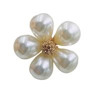 ZORESCOLEO Élégante broche florale en perles avec base en alliage et cristaux étincelants pour femme, as the pic show, Métal