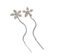 ZORESCOLEO Élégantes boucles d'oreilles pendantes florales avec strass étincelants longs glands pour femme Accessoires de bijoux de fête, as the pic show, Métal