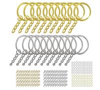 ZORESCOLEO Ensemble de porte-clés avec chaîne - Anneaux ouverts - Épingles à œillet à vis - Doré et argenté - Pour bijoux en résine