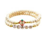 ZORESCOLEO Lot de 2 bracelets en bois pour enseignants et enseignants préscolaires, as the pic show, Arbre