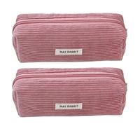 ZORESCOLEO Lot de 2 trousses à crayons en velours côtelé pour enfants, étudiants, adultes, grande capacité, trousse à stylos avec fermeture éclair, Poudre de viande., as the pic show