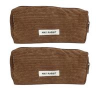 ZORESCOLEO Lot de 2 trousses à crayons en velours côtelé pour enfants, étudiants, adultes, grande capacité, trousse à stylos avec fermeture éclair, marron, as the pic show