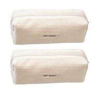 ZORESCOLEO Lot de 2 trousses à crayons en velours côtelé pour enfants, étudiants, adultes, grande capacité, trousse à stylos avec fermeture éclair, blanc, as the pic show